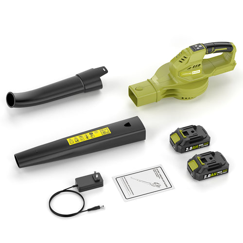 20V Cordless Electric Leaf Blower with 2 x 2.0Ah Batteries & Charger – Lightweight Battery-Powered Leaf Blower for Lawn Care, Leaves & Dust – 3-Speed Mode