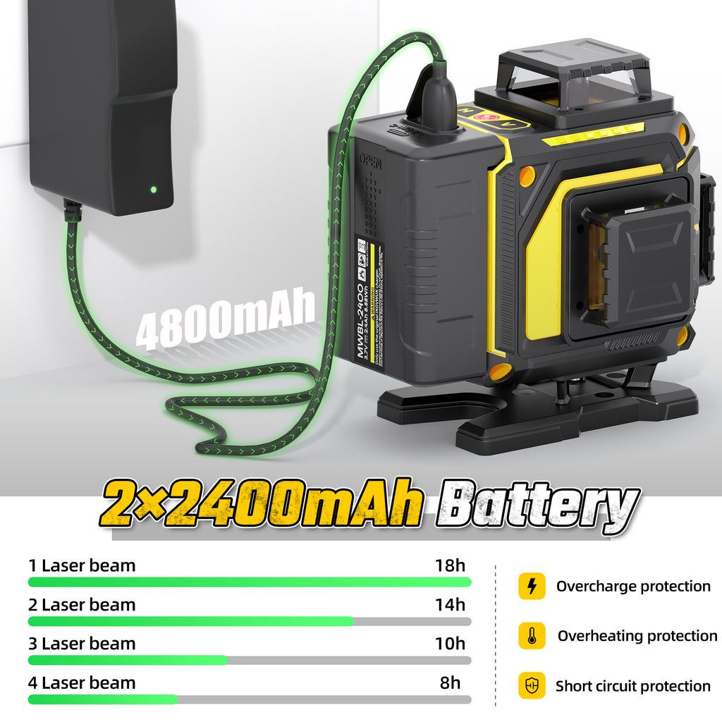 4D 360° Self-Leveling Laser Level, Cross Line Laser Tool with Tripod for Construction, Home Renovation, and Floor Tile Projects