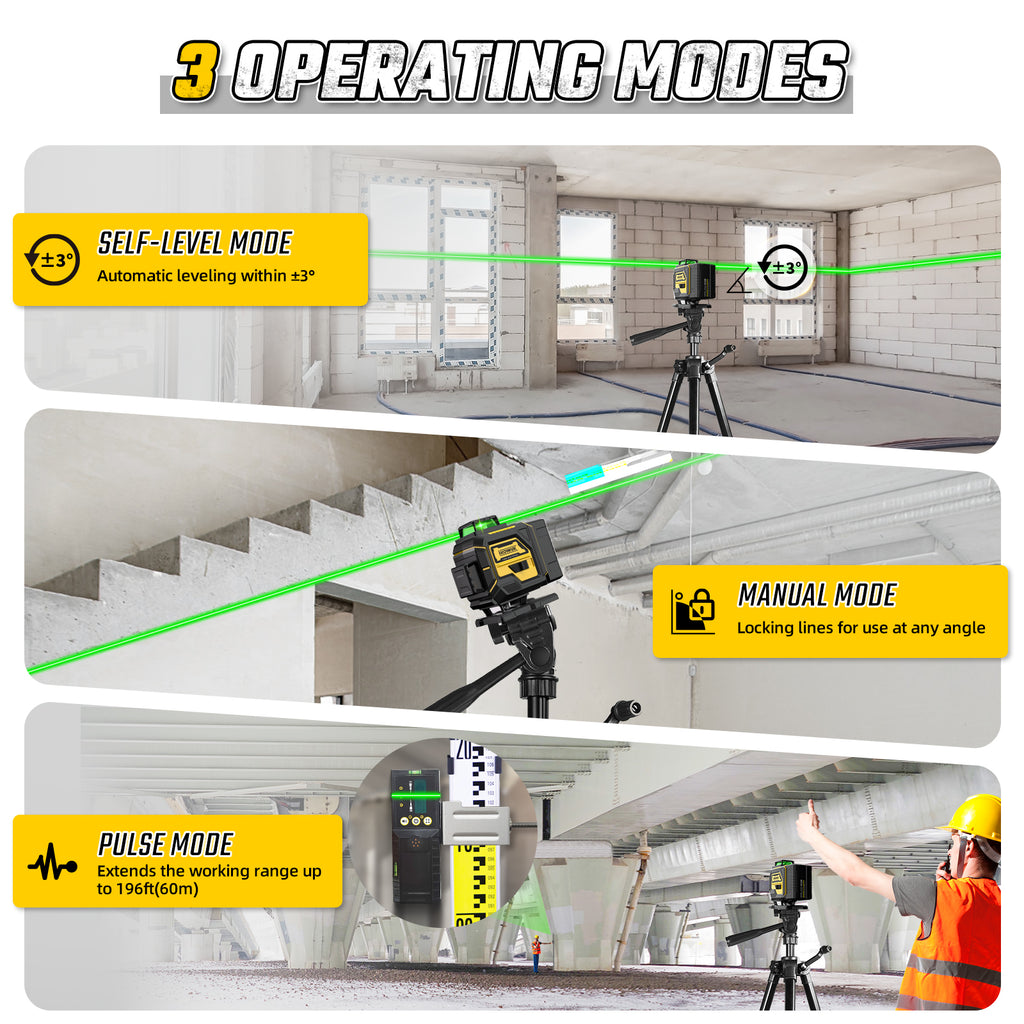 4D 360° Self-Leveling Laser Level, Cross Line Laser Tool with Tripod for Construction, Home Renovation, and Floor Tile Projects