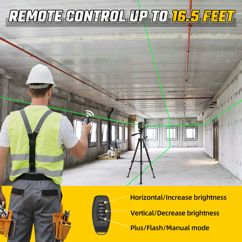 4D 360° Self-Leveling Laser Level, Cross Line Laser Tool with Tripod for Construction, Home Renovation, and Floor Tile Projects