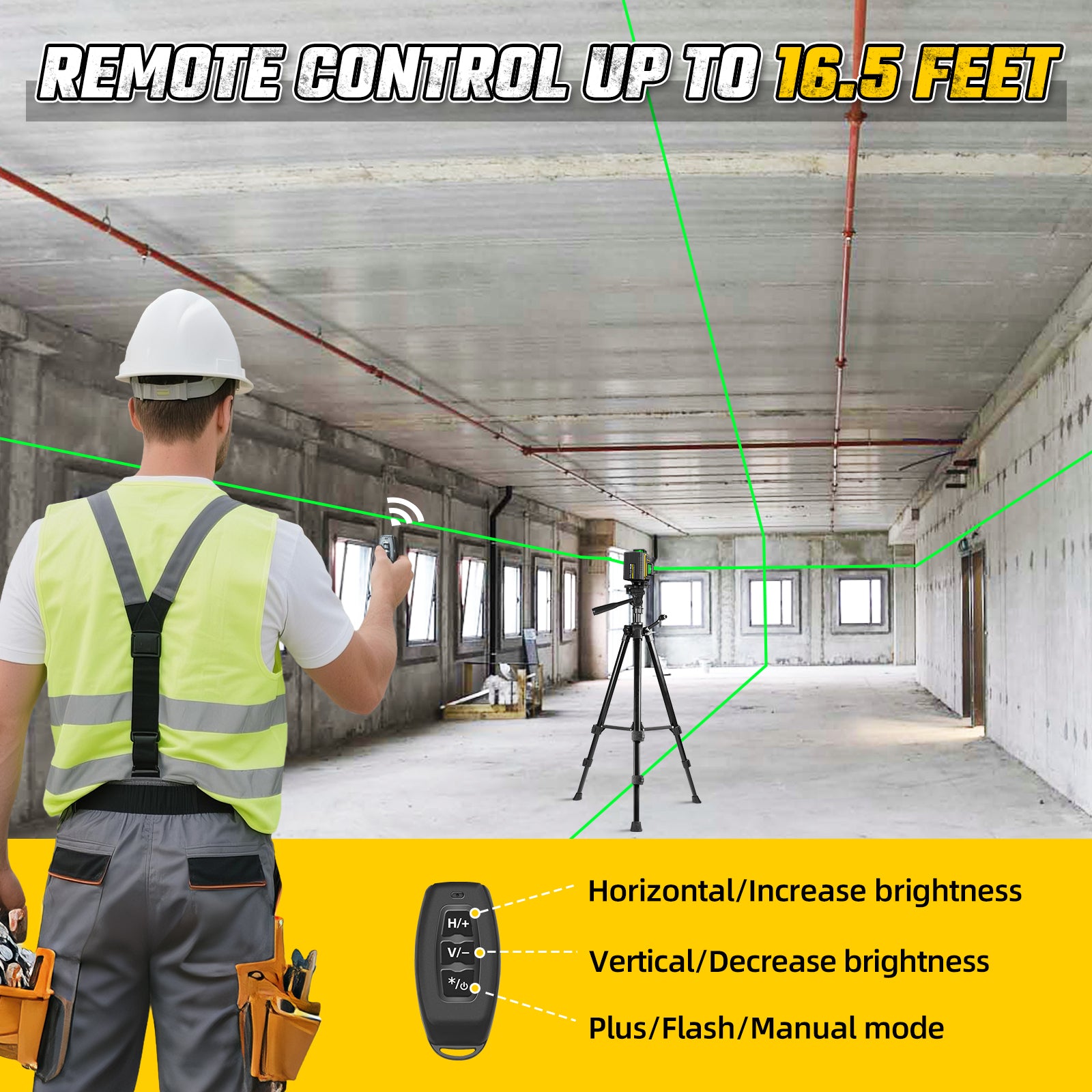 4D 360° Self-Leveling Laser Level, Cross Line Laser Tool with Tripod for Construction, Home Renovation, and Floor Tile Projects