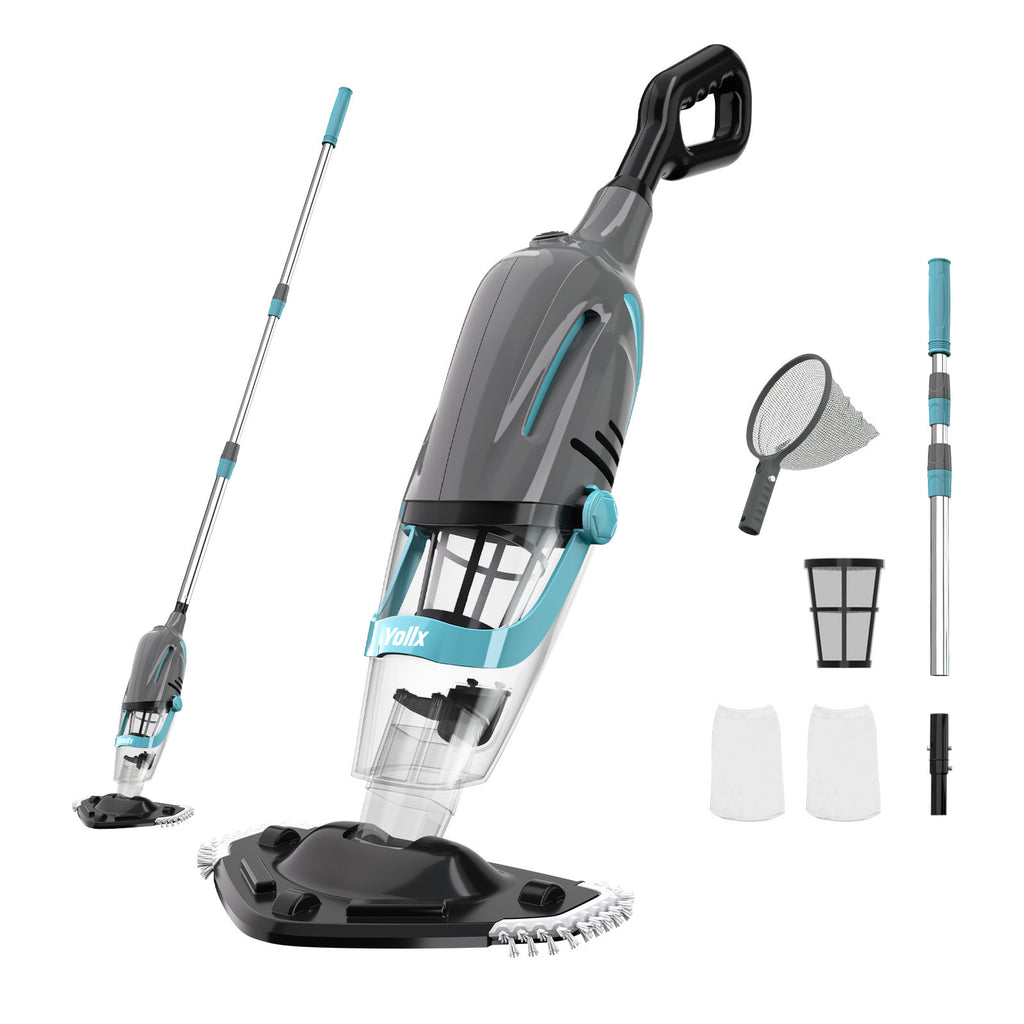 Pool Vacuum for Above Ground Pool,  18.5 GPM Powerful Suction Handheld Pool Vacuum, 60min Runtime,Telescopic Pole Cordless Pool Vacuum for Above/Inground Pool, Spas, Hot Tubs Cleaning
