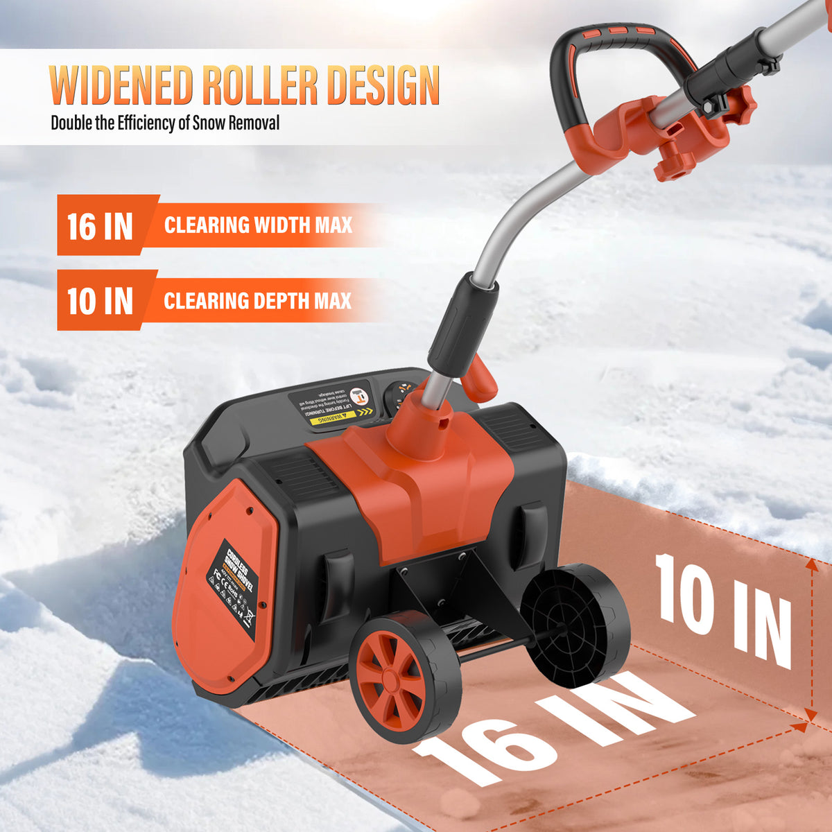 Cordless Snow Shovel, 24V | 13-Inch | 4-Ah Cordless Snow Blower, Battery Snow Blower with Directional Plate & Adjustable Front Handle (4-Ah Battery & Quick Charger Included)
