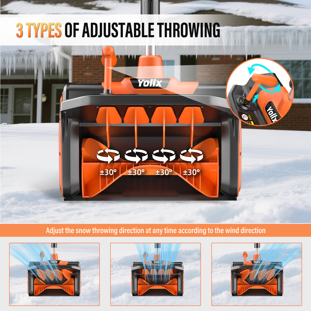 Cordless Snow Shovel, 24V | 13-Inch | 4-Ah Cordless Snow Blower, Battery Snow Blower with Directional Plate & Adjustable Front Handle (4-Ah Battery & Quick Charger Included)