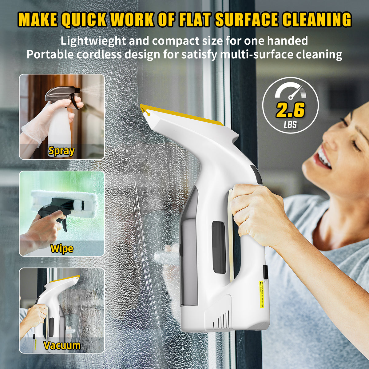 Electric Window Vacuum WV 1 Plus, Ideal for Showers, Mirrors, Glass
